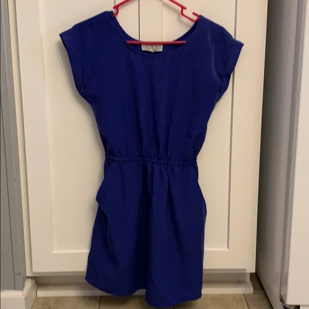 Blue cinched waist dress